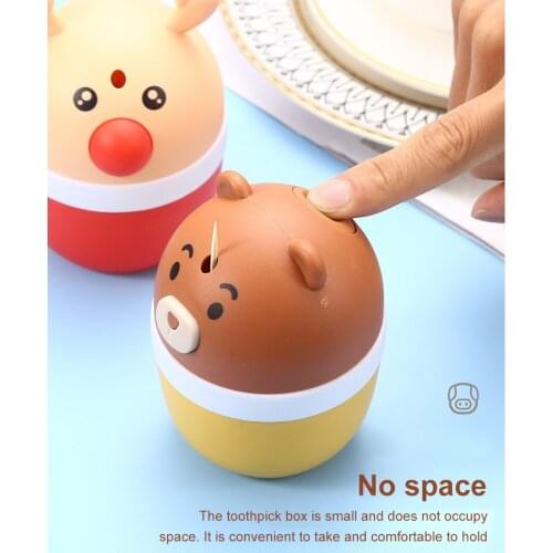 Cute Pig Push-type Toothpick Holder Home Creative Animal Automatically Pops Up Plastic Toothpick Box Restaurant Storage Box