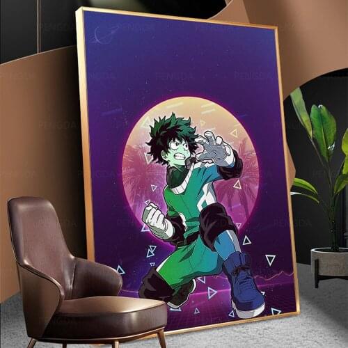 Home Decor Painting Canvas Deku Green Boy Fight Moon Print Poster Modern Wall Art Modular Picture Bedroom Background No Frame