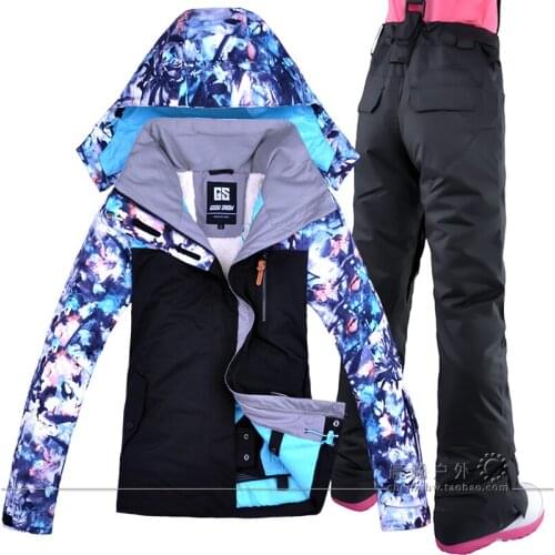 Gsou Snow Women Skiing Suit Snowboard Windproof Waterproof Outdoor Sport Wear Camping Riding Super Warm Clothing Hot New Style