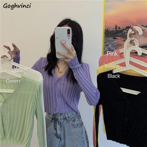 Cardigan Women Summer Sun Protection All-match Sexy V-Neck Knitted Womens Tops Soft Thin Loose Sweaters Fashion Full Sleeve New