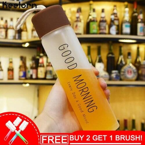 Keelorn 360ML Double Crystal Glass At The End Of The Portable Slender Padded Insulation High Temperature Transparent WaterBottle