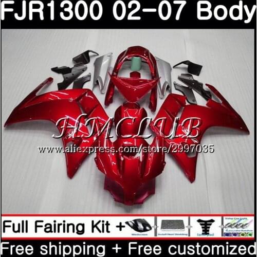FJR1300A For YAMAHA FJR 1300 2001 2002 2003 2004 2005 2006 2007 4HC.6 FJR-1300 FJR1300 01 02 03 04 05 06 07 Fairing Factory red