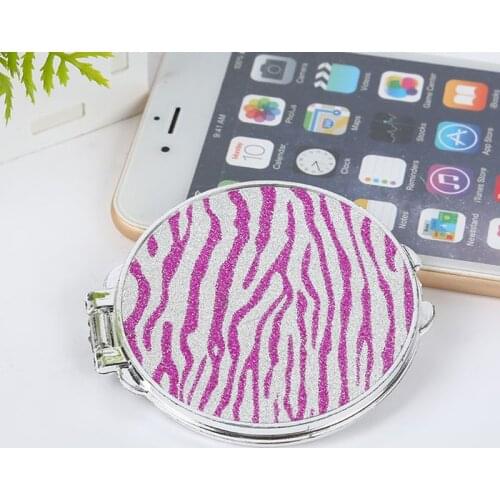 Round Glitter Mini Pocket Mirror Makeup Compact Foldable Double Dual Side Random