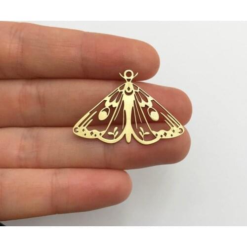 2pcs Raw Brass Butterfly Charm, Celestial Butterfly Pendant, Moth Charm, Mystical Charms for Jewelry Making, Jewelry Supplies