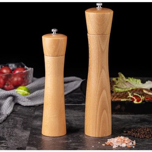 8/10 Inches Solid Wood Pepper Grinding Jar Salt and Pepper Mill With Adjustable Ceramic Grinding Core Kitchen Tools Mills Jar