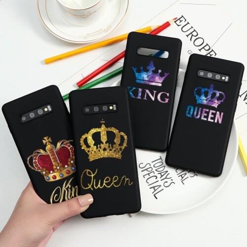King Queen Crown Couples Case For Samsung Galaxy A51 A71 A70 A60 A50 A40 A30 A10 A8 A7 A9 2018 S20 Ultra S10 S9 Plus S10e Covers