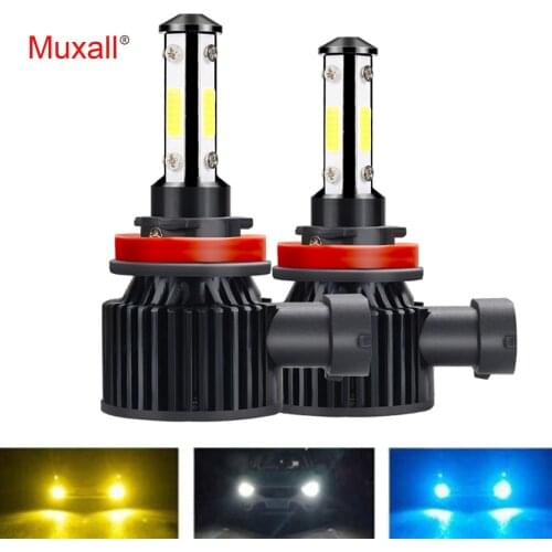 Muxall 2pcs Mini H4 H7 Bulb Car Headlight Lampada H1 H3 H8 H11 9005 HB3 9006 HB4 20000LM 6000K White Auto Fog Lights Headlamp