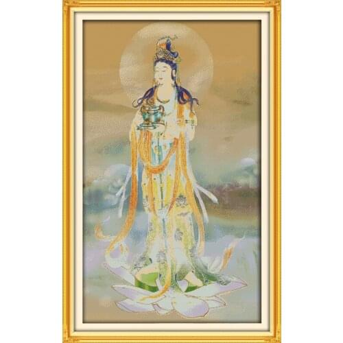 Glass Kwan-yin cross stitch kit people 18ct 14ct 11ct count print canvas stitches embroidery DIY handmade needlework