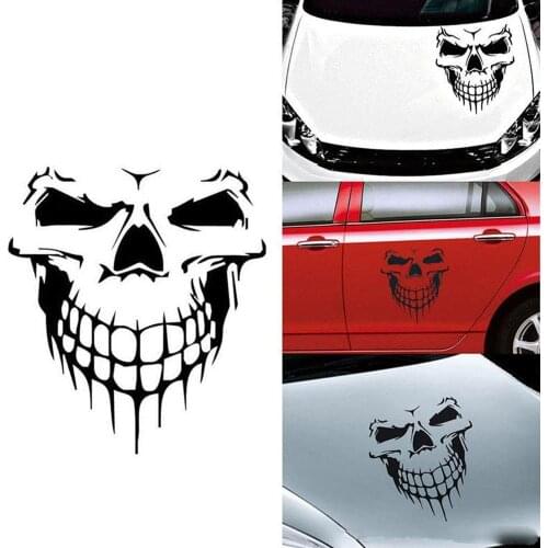 Car Sticker and Decals Reflective Skull Skeleton Car Hood Decal Rear Vinyl Side Door Sticker For Auto Door Window Decal