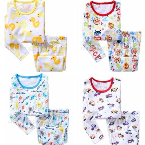 Newest Girls Home Sleepwear Baby Kids Cotton Pajamas Suit Children Cartoon Long Sleeve Pyjamas Clothing Boys Casual Pijamas Set
