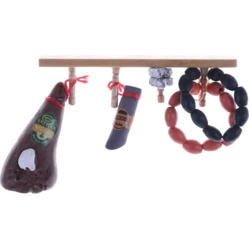 Newest Dollhouse Miniature 1:12 Toy Kitchen Food Meat Hanger Length 6.2cm Doll House Decoration Accessories