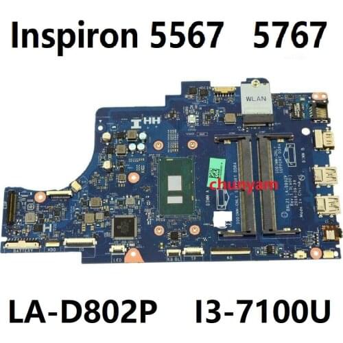 NEW BAL21 LA-D802P w/ i3-7100U Dell Inspiron 15-5567 / 17-5767 Laptop Notebook Motherboard CN-057K0H 57K0H Mainboard 100% tested