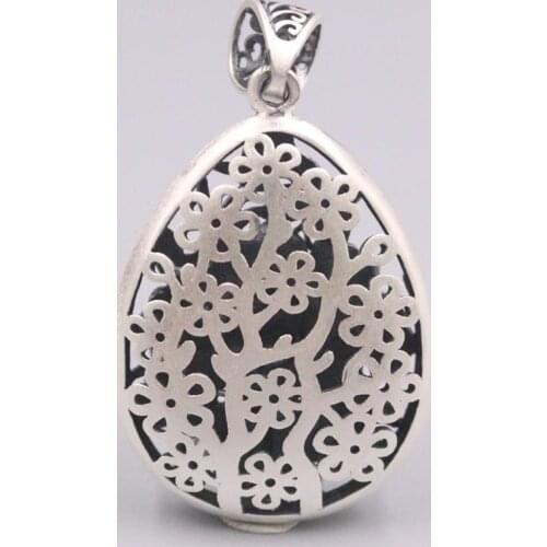 New Pure Solid 925 Sterling Silver Pendant 50x30mm Flower And Butterfiy Pattern Hollow Charms