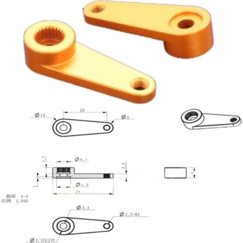 Aluminum 28mm 25T orange Steering Servo Arm Horn for K-power Standard Servo 1/8 1/10 car helicopter