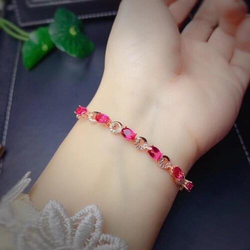 Classic red topaz gemstone bracelet necklace silver fine jewelry natural gem 925 sterling silver oval gem birthday party gift