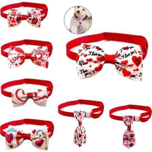 1pc Bow Necklace For Dog Valentines Day Collars Dogs New Arrival Costumes Valentines Day Theme Design For Pets Accessories