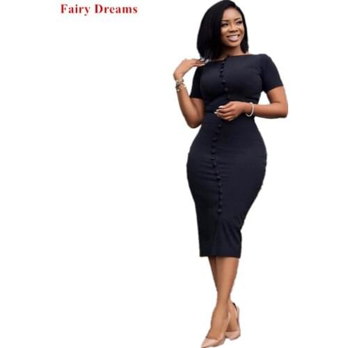 Womens African Pencil Dress Office Ladies Fashion Black Midi Dresses Summer Plus Size Clothing Vestidos De Festas