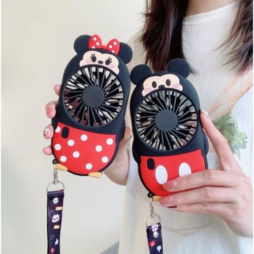 Disney Mickey Mouse Stitch Mini Portable Fan Handheld USB Rechargeable Fans Air Cooler Outdoor Travel Hand Floor Standing Fan