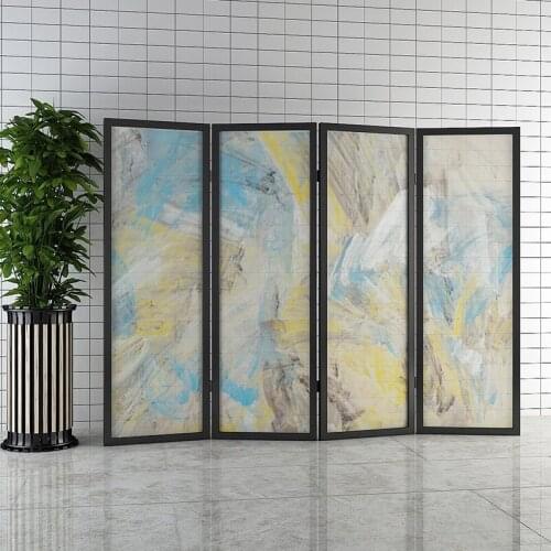 Simple modern light luxury screen bedroom shelter home living room hotel partition folding mobile Nordic metal folding screen