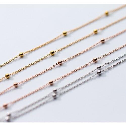 S925 Sterling Silver Pendant Simple Bead Necklace Korean Fashion Neck Chain Temperament Lady Women Short Clavicle Jewelry