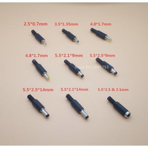 20Pcs Male DC Connector Jack Plug 2.1mm / 2.5mm / 1.7mm / 1.3mm / 0.7mm / 4.8mm / 4.0mm / 3.15mm Laptop