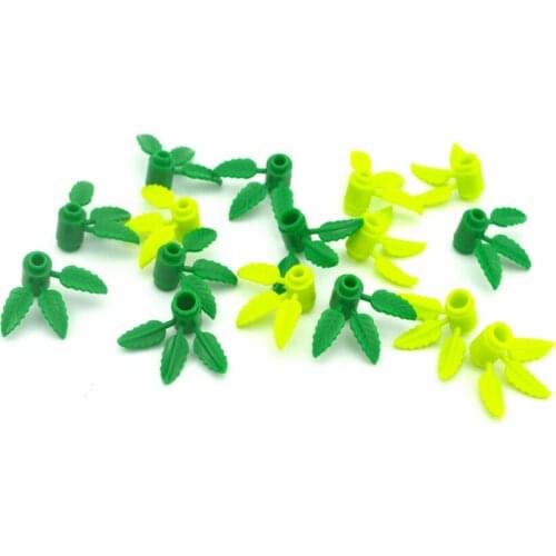 DIY Building Blocks MOC Parts Round 1x1 with 3 Bamboo Leaves Plant Tree Leaf City Bricks Accessory Compatible All brand