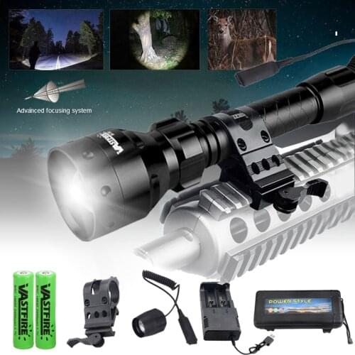 Tactical T50 Scout Light Zoomable Rifle Hunting Flashlight Military Weapon Light LED Arme Lanterna Fit 20mm Rail With Mount Clip