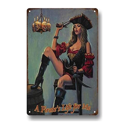 A PirateS Life For Me Sexy Sexy Beauty Sexy Female Pirate Retro Funny 8"x12" Bar Pub Club Man Cave Home Garage er