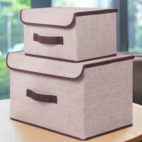 Storage Boxes with Lids No Smell Polyester Fabric Clear Storage Baskets Containers Bins with Double Cover Organizer