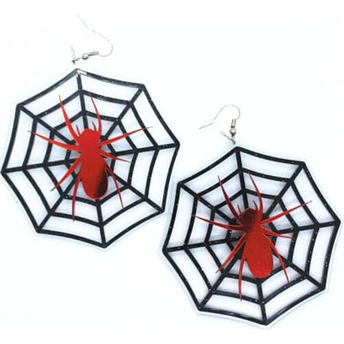 Funny Super Exaggeration Spider Web Acrylic Earring Womens Fashion Creativity Halloween Prom Party Personality Jewelry