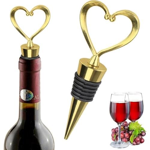 Gold Heart Shape Wine Stopper Bar Tools Beer Bottle Stopper Wine Bottle Stopper Twist Wedding Favor Gifts Champagne Stopper
