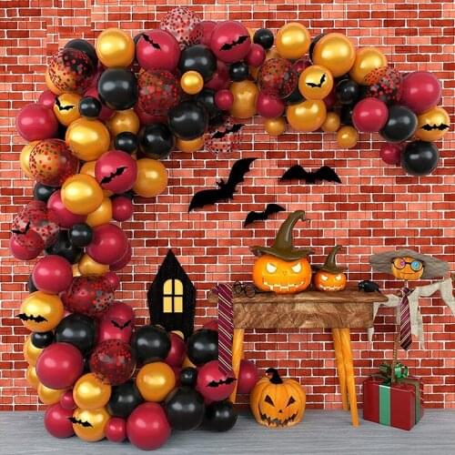 116pcs Halloween Balloons Red Black Balloons Garland Arch Kit Balloon Arch Kit Diy Bat For Halloween Party Home Decoration