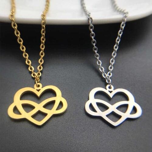 2018 Latest Arrival Love Heart Shape Pendant Stainless Steel Infinite Chokers Necklace Link Chain for Women Wedding Party