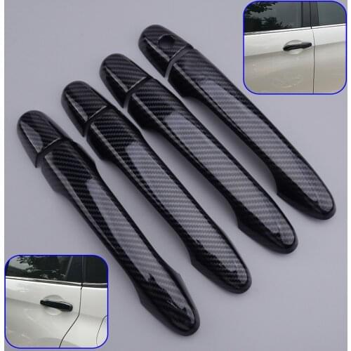 8pcs/Kit Carbon Fiber Style Black Door Handle Cover Trim NO Smart Keyhole ABS fit for Honda CRV Civic 2012 2013 2014 2015