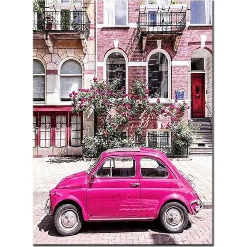 Pink Car Landscape 5d Diamond Painting Full Square/Round Mosaic Embroidery Handmade Crafts children Gift,I40