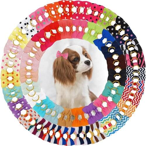 100Pcs Dog Hair Bows with Rubber Bands Pet Gromming Products Pet Hair Accessories for Puppy Small Dogs Cats(Multi-Colored)