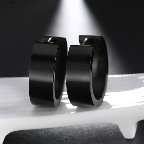 Beiliwol Fashion Hoop Earrings for Women Round Titanium Steel Gold-Color Jewelry Black Wholesale Price On Sale Gift for Female