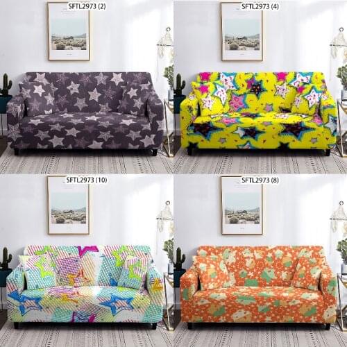 Star five-pointed star 3-seater couch cover Plaids and covers For home Covers for armchairs Elastic sofa cover Puff seat Plaid
