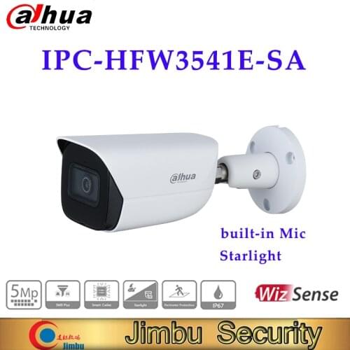 Dahua IPC-HFW3541E-AS 5MP IR Fixed focal Bullet WizSense Network Camera Built-in Mic IP camera Starlight Built-in IR LED