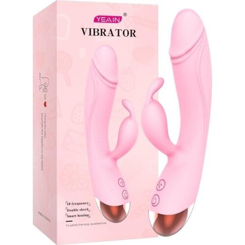Dual Vibration G Spot Vibrators for Women Silicone Dildo Rabbit Vibrator Female Vagina Clitoris Stimulator Fake Penis Sex Toys