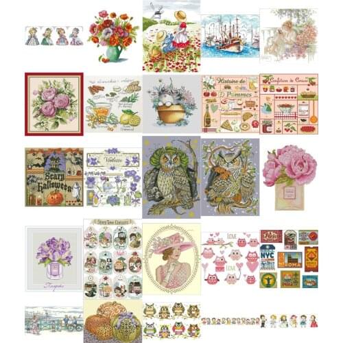 Top selling Flowers Counted Cross Stitch 11CT 14CT 18CT DIY Chinese Cross Stitch Kits Embroidery Needlework Sets