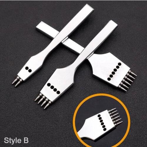 Leather Craft Black 2+4+6 Prong 4mm Spacing Sewing Stitching 1mm Round Hole Hollow Punch Sharp Cutter for Belt Wallet Shoes
