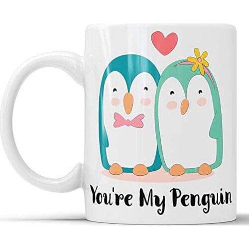 You're My Penguin Mug - Cute Penguin Coffee Mug With Hearts Perfect Valentines Day Gift From Girlfriend To Boyfriend Gift From L