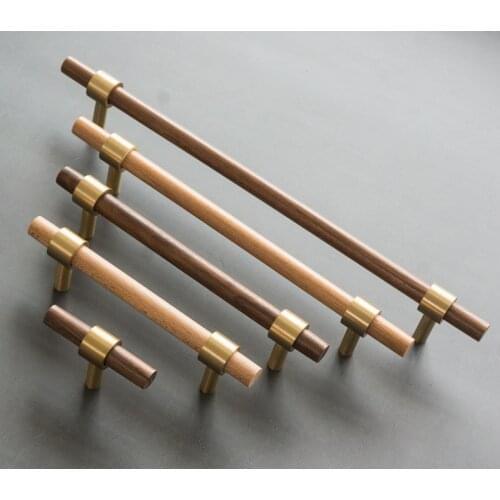 Walnut Brass Furniture Handles Long Modern Pulls Cupboard Wardrobe Dresser Shoe Box Wine Bar Drawer Cabinet Knobs