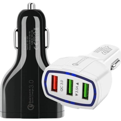 Micro Usb 3 USB Ports 3.0 Quick Adapter Car Charger Mobile Phone Electronics Auto Motorcycle Accessories Tablet Fast Charging