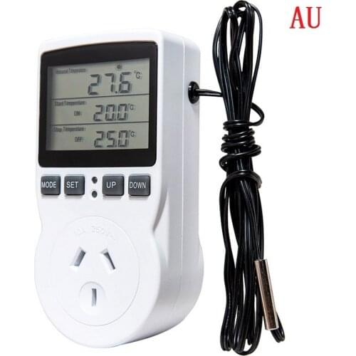 Multi-Function Thermostat Digital Temperature Controller Socket Outlet With Timer Switch Sensor Probe Heating Cooling 16A 220V