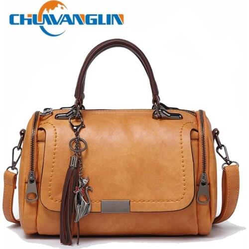 Chuwanglin Fashion Woman Bag for Ladies Retro PU Leather Bag Female Tassel Zipper Crossbody Bags Female Totes Sac A Main 1261424