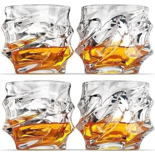 Set of 4 Clear Crystal Whiskey Glass Glassware for Whiskey Beer Drinking Cup Wine Glass 320ml