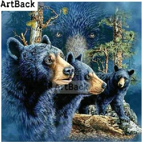 New arrival animal 5d diy diamond painting black bear tiger kit full drill 3d plaster embroidered handmade diamond embroidery