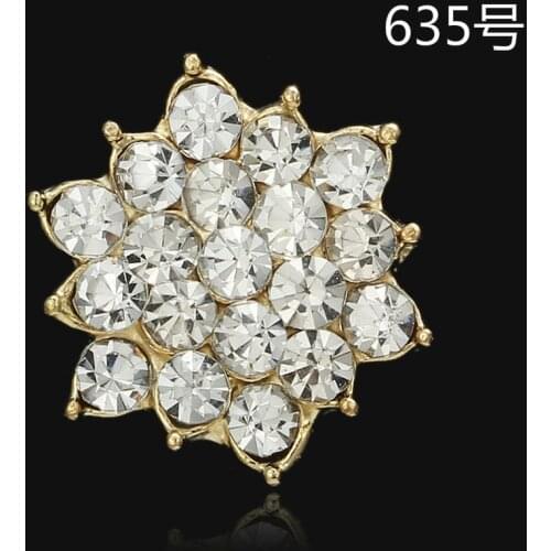 Wholesale 50pcs 17*16mm Alloy Gold Color Crystal Flower Charm for Women Fashion Jewelry Accessories DIY